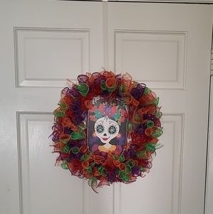 Day of the dead inspired wreath